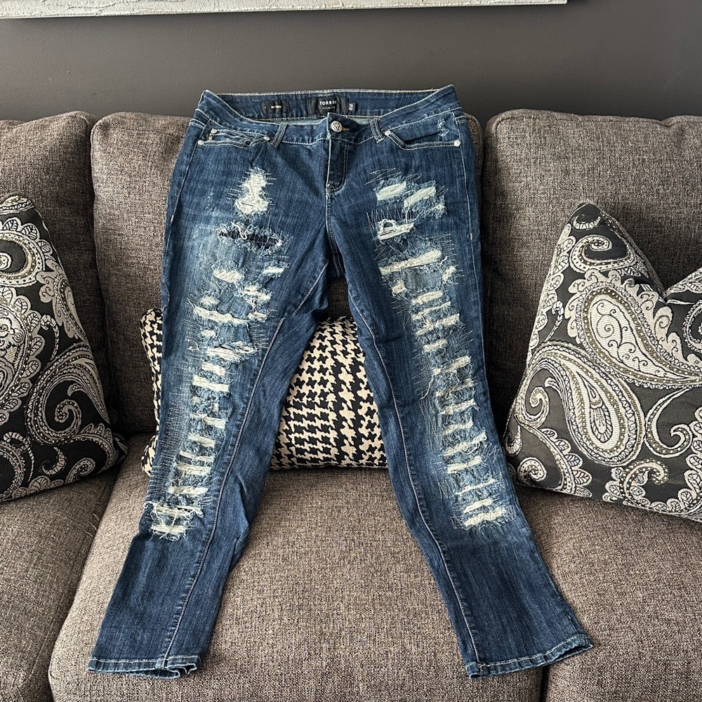 Torrid Distressed Dark Blue Women’s Jeans -  12